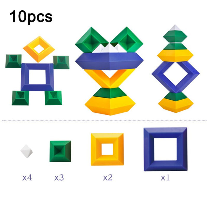 Kids Construction Set Pyramid Building Blocks Set 3D Geometry Space Game