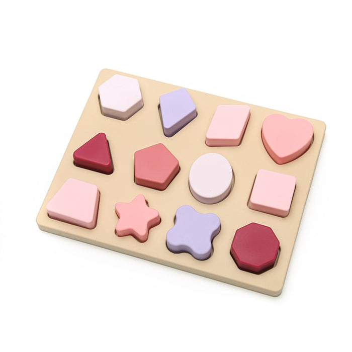 Montessori Silicone Toys 3D Puzzle Colorful Stacking Blocks Geometric Baby Educational Toys
