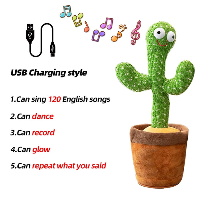 Dancing Cactus Toy Repeat Talking USB Charging Can Sing Record Cactus