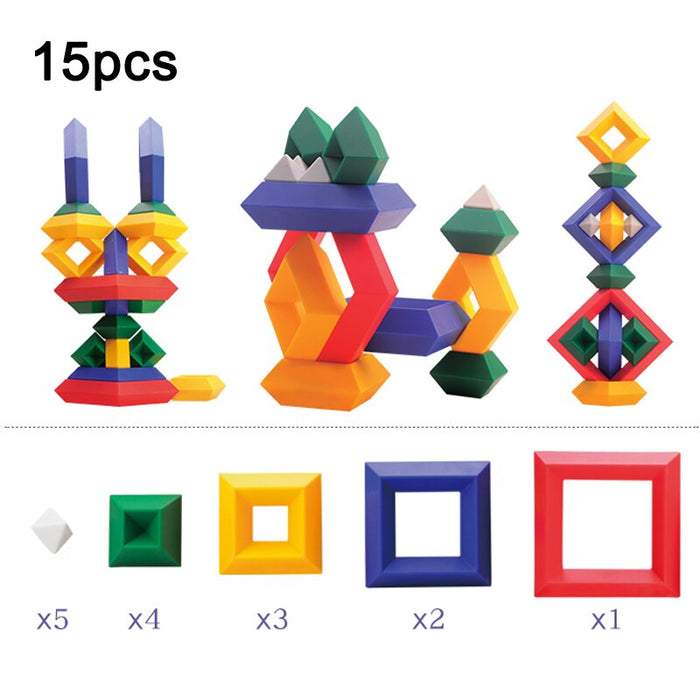 Kids Construction Set Pyramid Building Blocks Set 3D Geometry Space Game