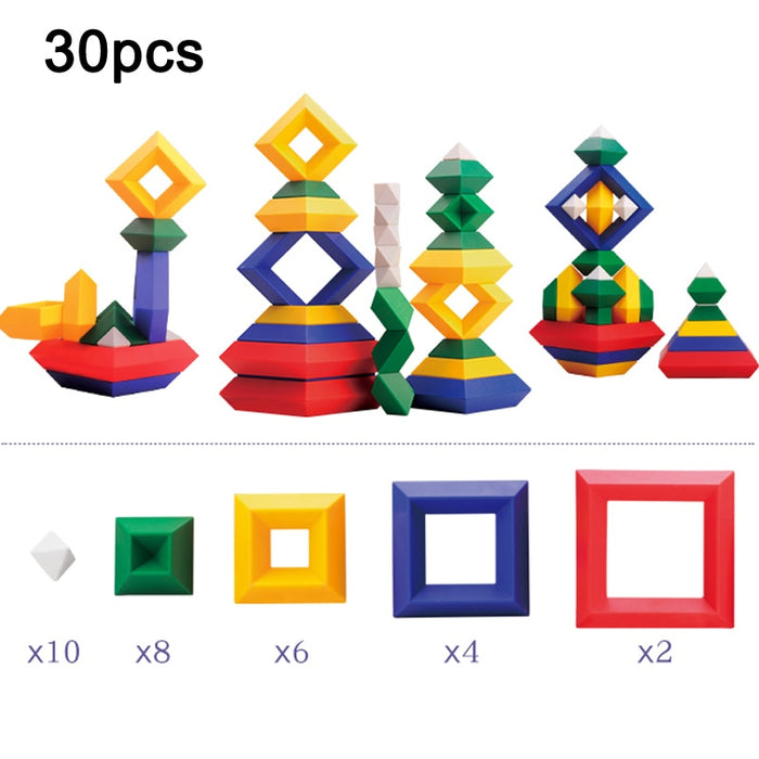 Kids Construction Set Pyramid Building Blocks Set 3D Geometry Space Game