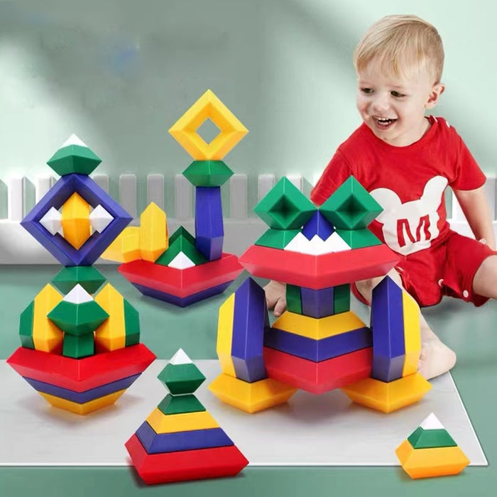 Kids Construction Set Pyramid Building Blocks Set 3D Geometry Space Game