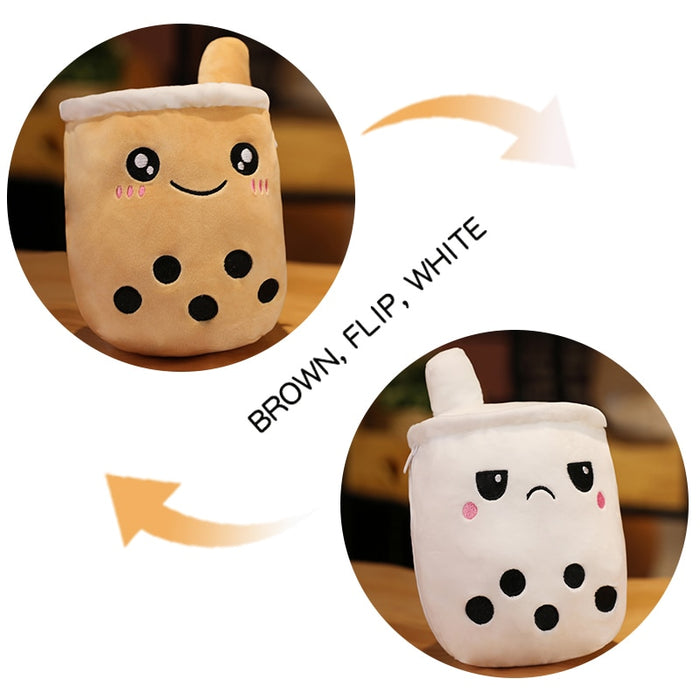 Cute Boba Milk Tea Plushie Toy Soft Stuffed Apple Pink Strawberry Taste