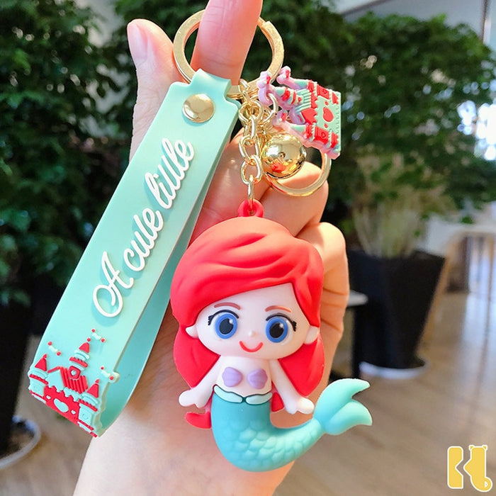 Disney Anime Cartoon Princess Keychain Mermaid Toys