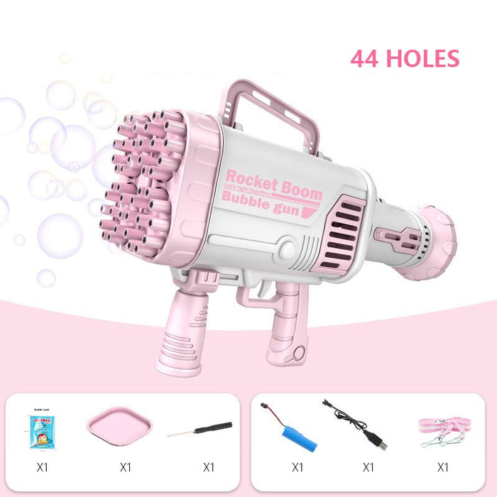 Hot Kids Gatling Bubble Gun Toy 64-Hole Charging Electric Automatic Bubble Machine