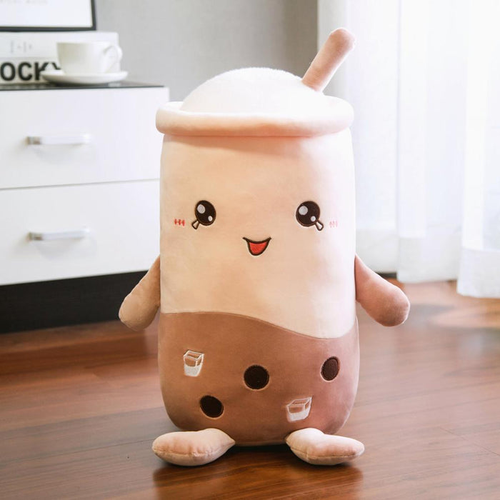 Cute Boba Milk Tea Plushie Toy Soft Stuffed Apple Pink Strawberry Taste