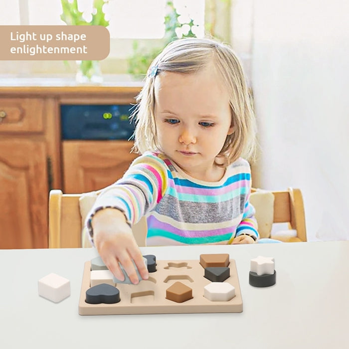 Montessori Silicone Toys 3D Puzzle Colorful Stacking Blocks Geometric Baby Educational Toys