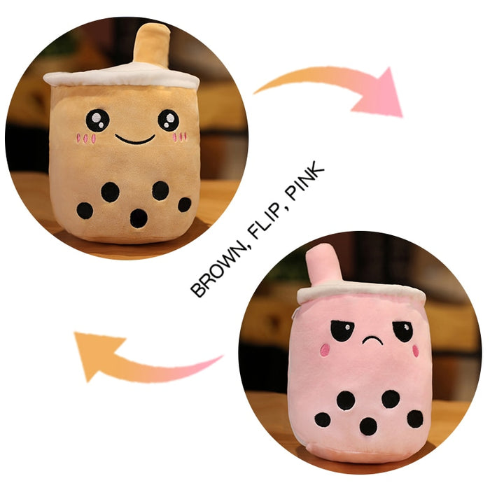 Cute Boba Milk Tea Plushie Toy Soft Stuffed Apple Pink Strawberry Taste