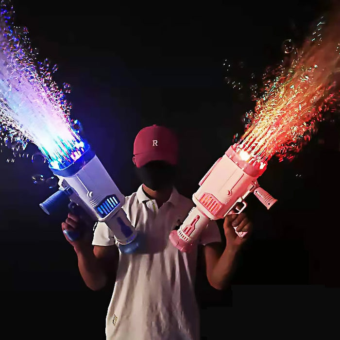 Hot Kids Gatling Bubble Gun Toy 64-Hole Charging Electric Automatic Bubble Machine