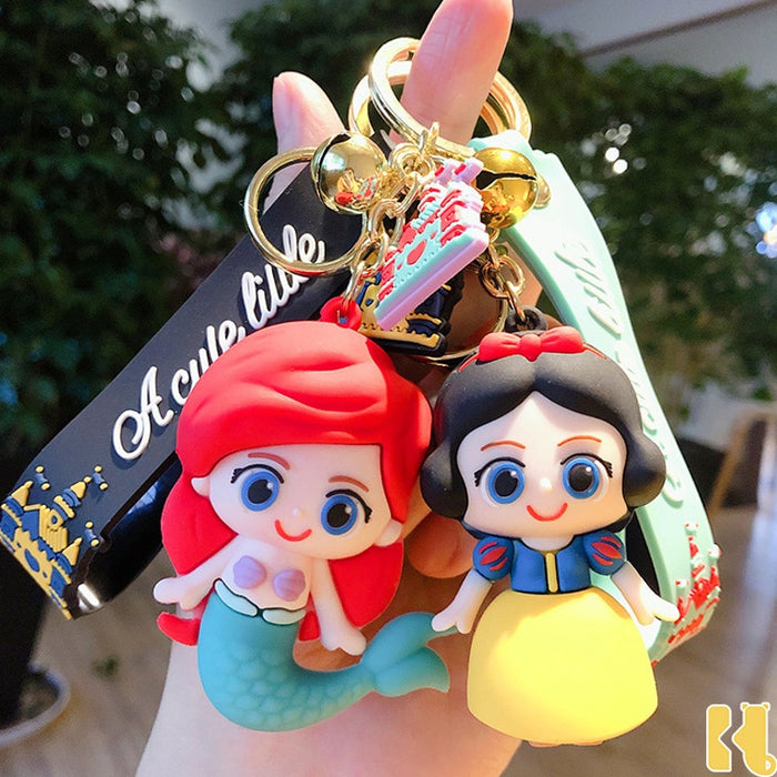Disney Anime Cartoon Princess Keychain Mermaid Toys