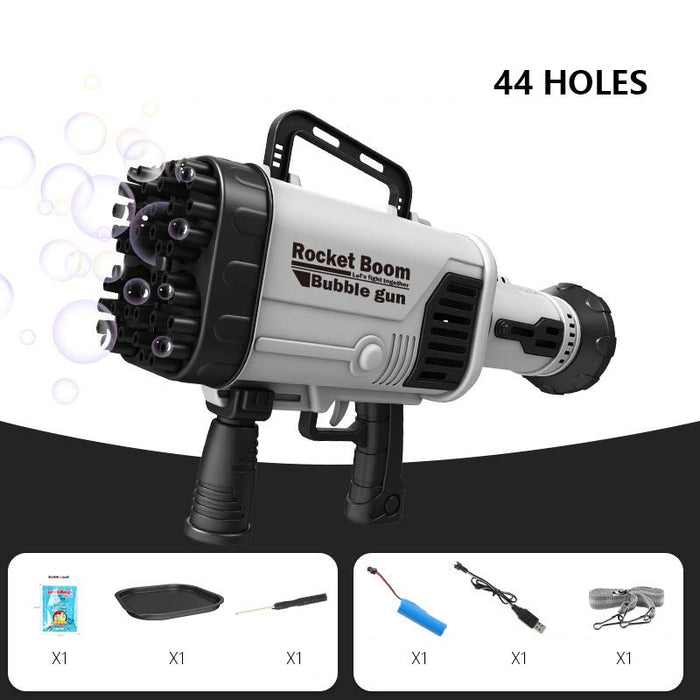 Hot Kids Gatling Bubble Gun Toy 64-Hole Charging Electric Automatic Bubble Machine