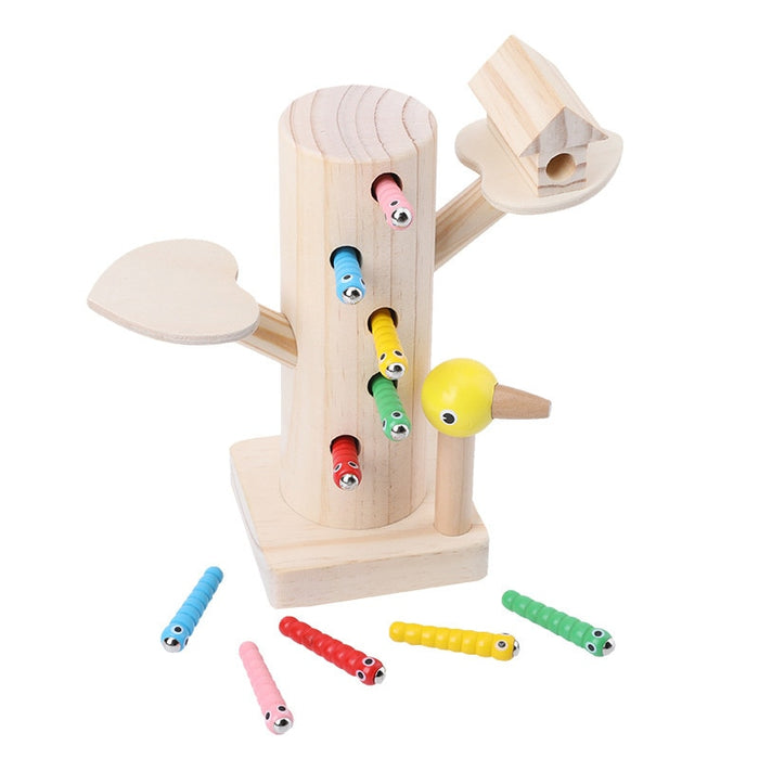 Toddler Toy Magnetic Woodpecker Catching Worms and Feeding Game Toys Set