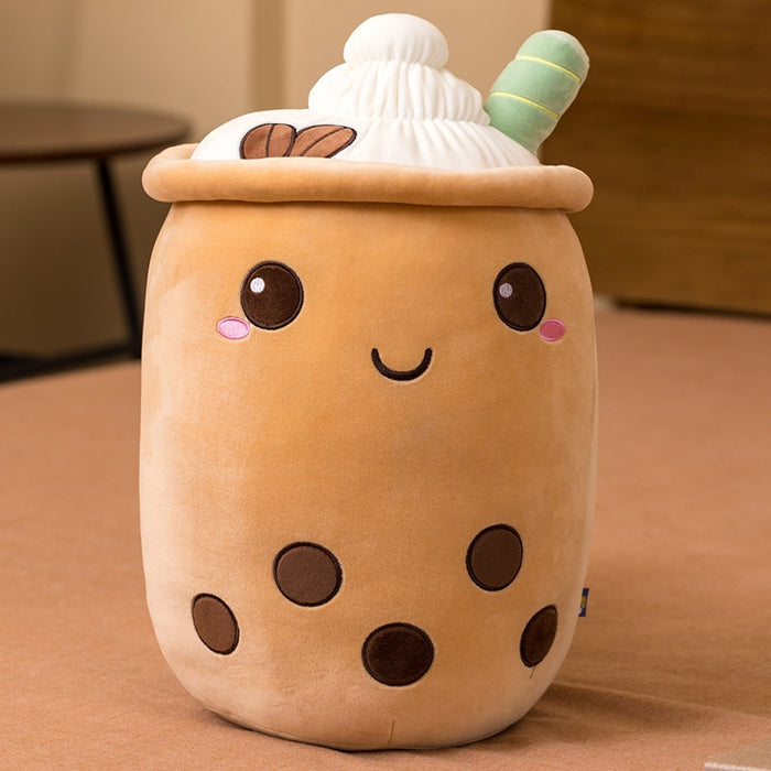Cute Boba Milk Tea Plushie Toy Soft Stuffed Apple Pink Strawberry Taste