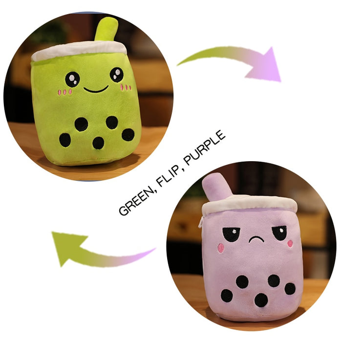 Cute Boba Milk Tea Plushie Toy Soft Stuffed Apple Pink Strawberry Taste