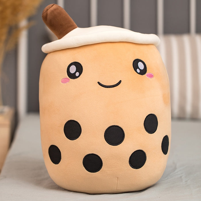 Cute Boba Milk Tea Plushie Toy Soft Stuffed Apple Pink Strawberry Taste