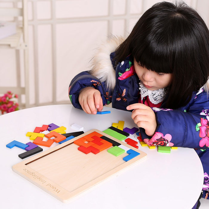 Wooden Jigsaw Puzzles Baby Toy Tangram Montessori Materials Educational Toys