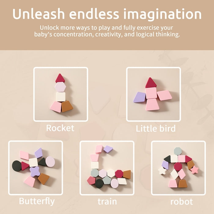 Montessori Silicone Toys 3D Puzzle Colorful Stacking Blocks Geometric Baby Educational Toys