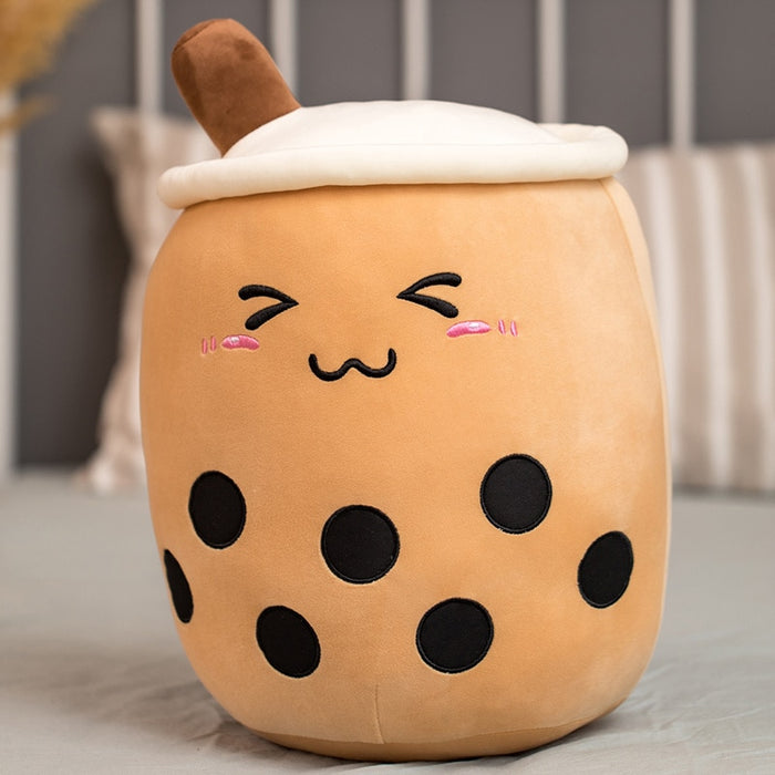 Cute Boba Milk Tea Plushie Toy Soft Stuffed Apple Pink Strawberry Taste