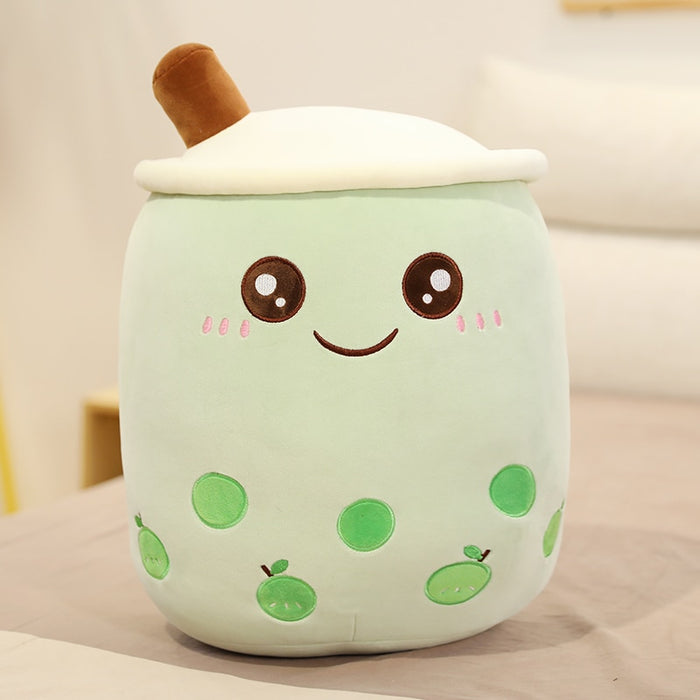 Cute Boba Milk Tea Plushie Toy Soft Stuffed Apple Pink Strawberry Taste