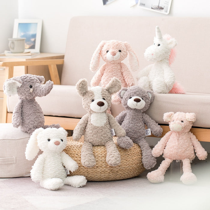 High Quality Soft Long legs Bunny Teddy Bear Dog Elephant Unicorn Stuffed Cartoon Animals