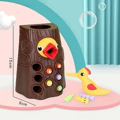 Toddler Toy Magnetic Woodpecker Catching Worms and Feeding Game Toys Set