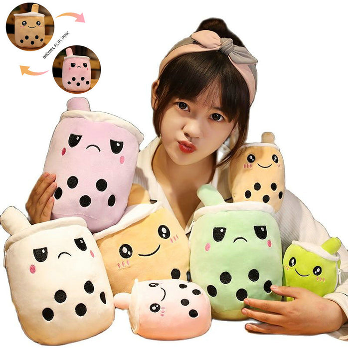 Cute Boba Milk Tea Plushie Toy Soft Stuffed Apple Pink Strawberry Taste