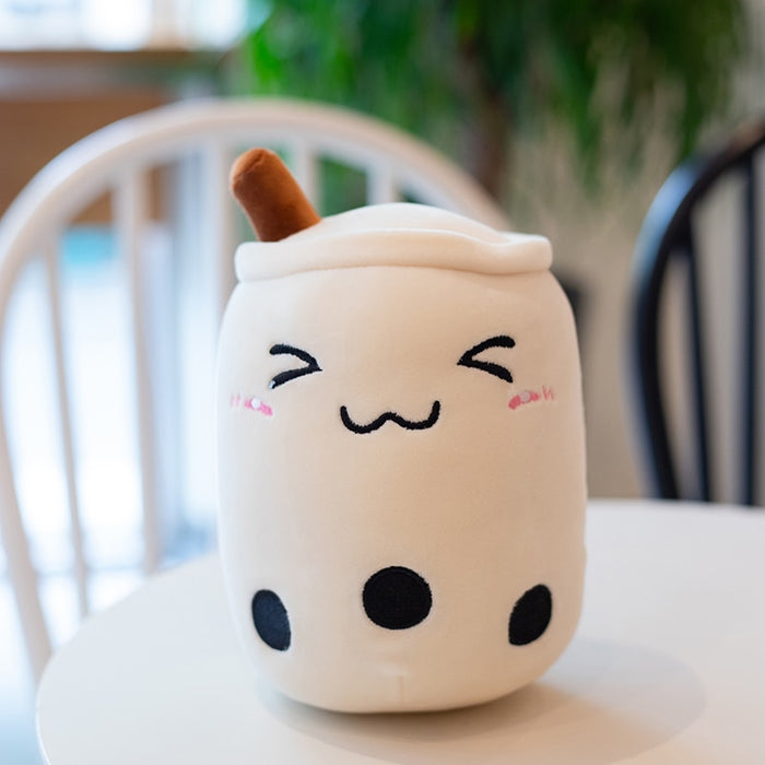 Cute Boba Milk Tea Plushie Toy Soft Stuffed Apple Pink Strawberry Taste