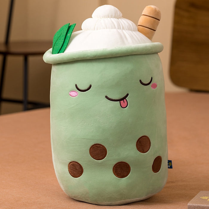 Cute Boba Milk Tea Plushie Toy Soft Stuffed Apple Pink Strawberry Taste