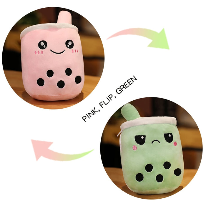Cute Boba Milk Tea Plushie Toy Soft Stuffed Apple Pink Strawberry Taste