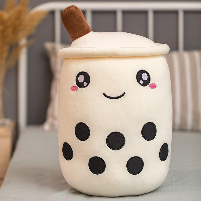 Cute Boba Milk Tea Plushie Toy Soft Stuffed Apple Pink Strawberry Taste