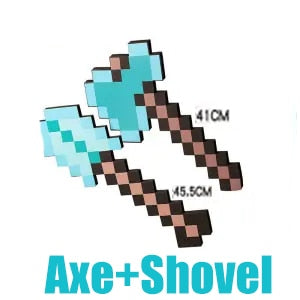 Game Minecraft Steve and Alex EVA Mosaic Diamond Transform form Sword to Pickaxe Axe Toy