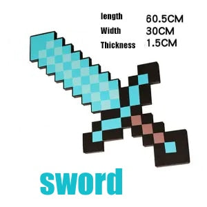 Game Minecraft Steve and Alex EVA Mosaic Diamond Transform form Sword to Pickaxe Axe Toy