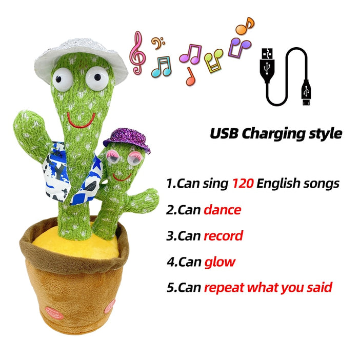 Dancing Cactus Toy Repeat Talking USB Charging Can Sing Record Cactus
