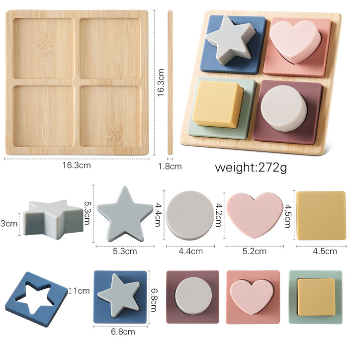 Montessori Silicone Toys 3D Puzzle Colorful Stacking Blocks Geometric Baby Educational Toys