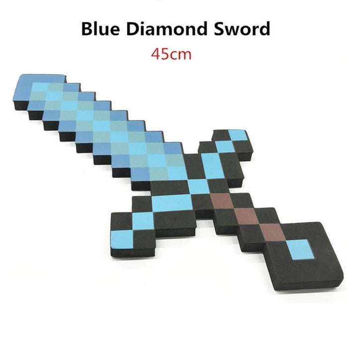 Game Minecraft Steve and Alex EVA Mosaic Diamond Transform form Sword to Pickaxe Axe Toy