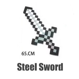 Game Minecraft Steve and Alex EVA Mosaic Diamond Transform form Sword to Pickaxe Axe Toy