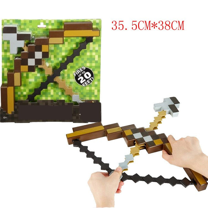 Game Minecraft Steve and Alex EVA Mosaic Diamond Transform form Sword to Pickaxe Axe Toy