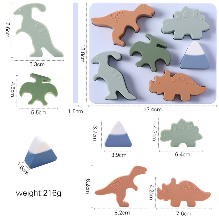 Montessori Silicone Toys 3D Puzzle Colorful Stacking Blocks Geometric Baby Educational Toys