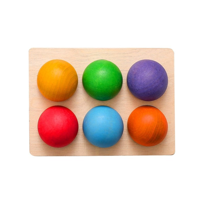 Wooden Montessori Toys for Kids Early Education Preschool Toy Rainbow Ball Matching