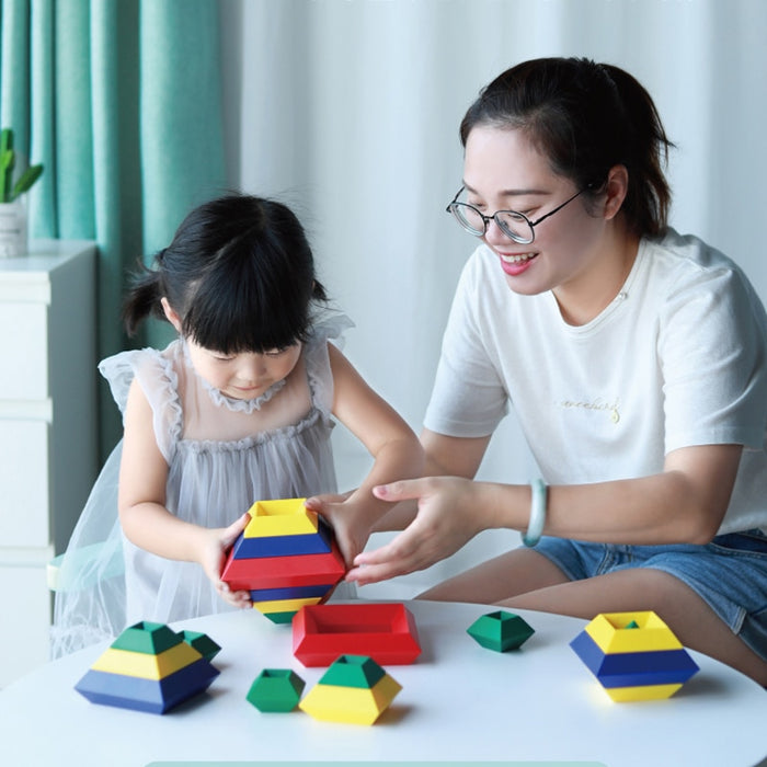 Kids Construction Set Pyramid Building Blocks Set 3D Geometry Space Game