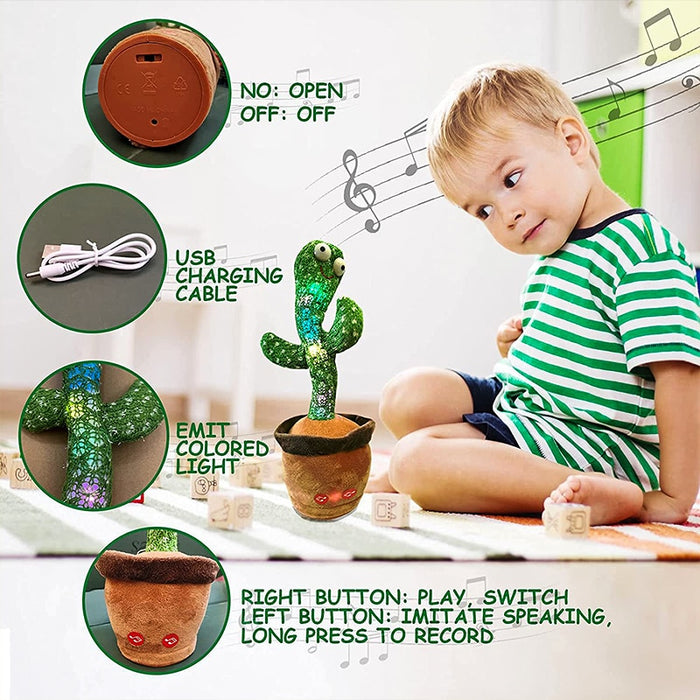 Dancing Cactus Toy Repeat Talking USB Charging Can Sing Record Cactus