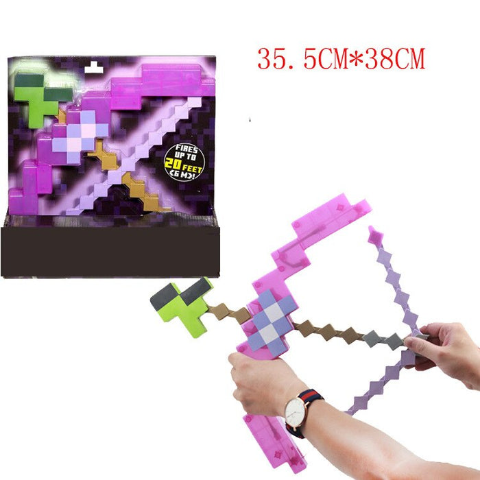 Game Minecraft Steve and Alex EVA Mosaic Diamond Transform form Sword to Pickaxe Axe Toy