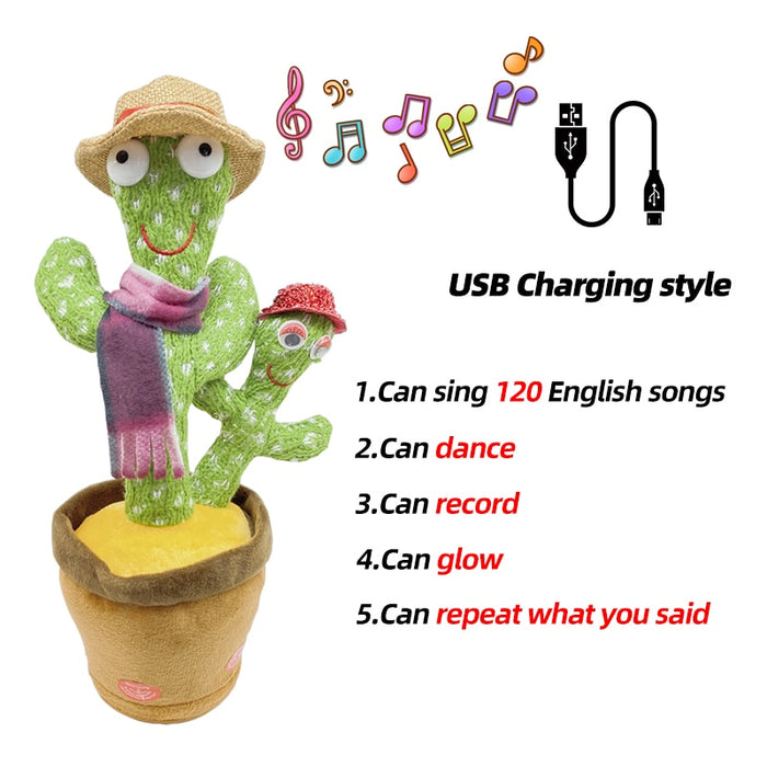 Dancing Cactus Toy Repeat Talking USB Charging Can Sing Record Cactus