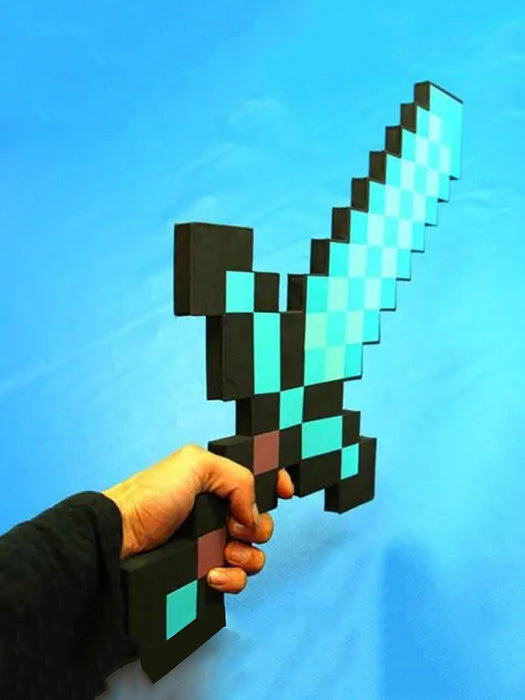 Game Minecraft Steve and Alex EVA Mosaic Diamond Transform form Sword to Pickaxe Axe Toy