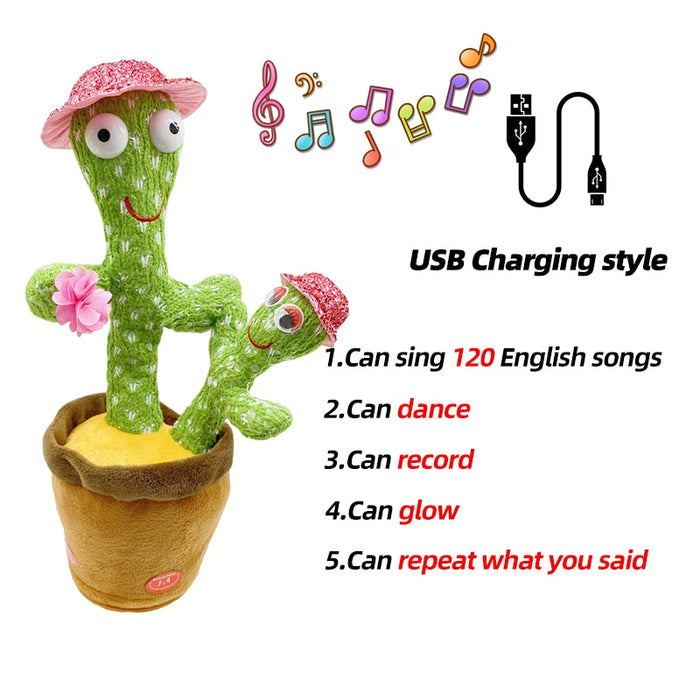 Dancing Cactus Toy Repeat Talking USB Charging Can Sing Record Cactus