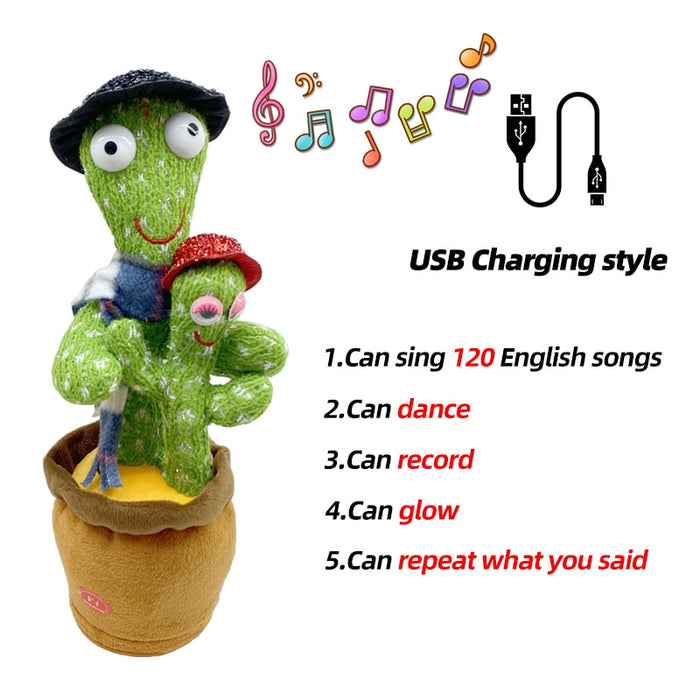 Dancing Cactus Toy Repeat Talking USB Charging Can Sing Record Cactus
