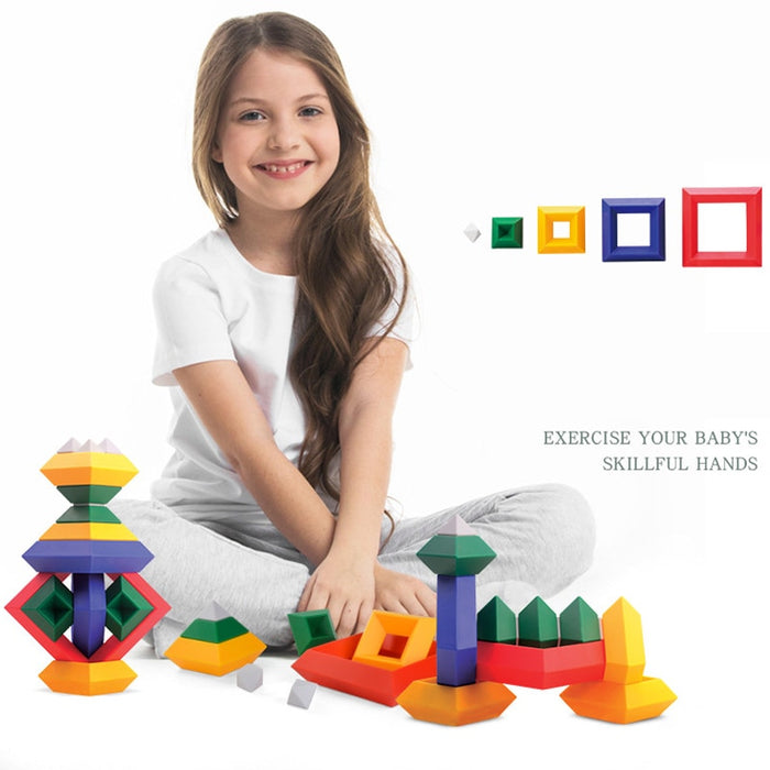 Kids Construction Set Pyramid Building Blocks Set 3D Geometry Space Game