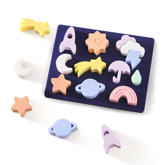 Montessori Silicone Toys 3D Puzzle Colorful Stacking Blocks Geometric Baby Educational Toys