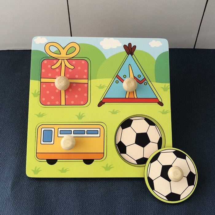 Wooden Toys For Kids Montessori Hand Grab Board 3d Puzzle Wood Cartoon Animal Puzzle