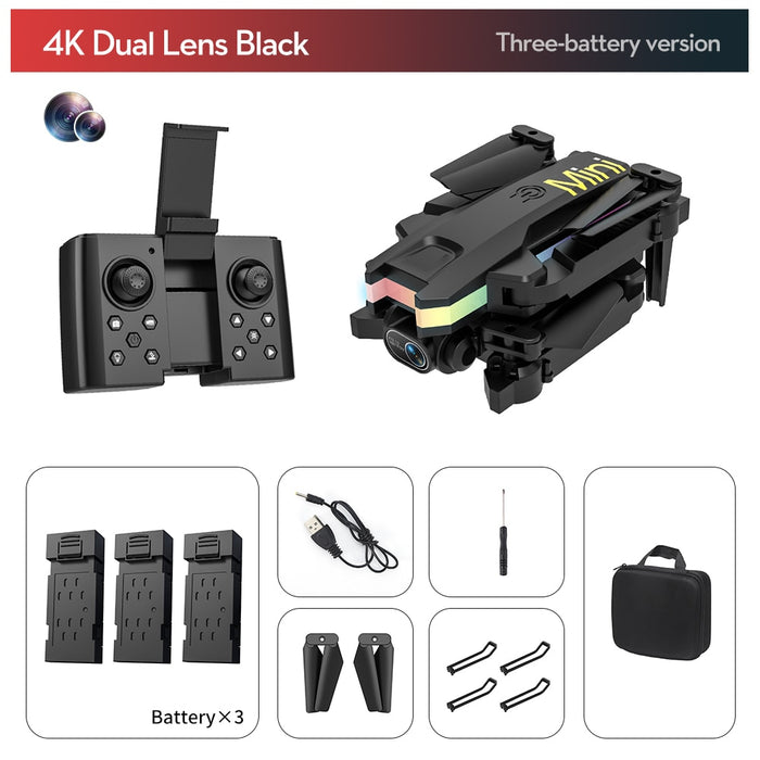 XT8 Mini Drone with Dual Camera HD 4K WIFI FPV One-Key Return Foldable RC Quadcopter Helicopter